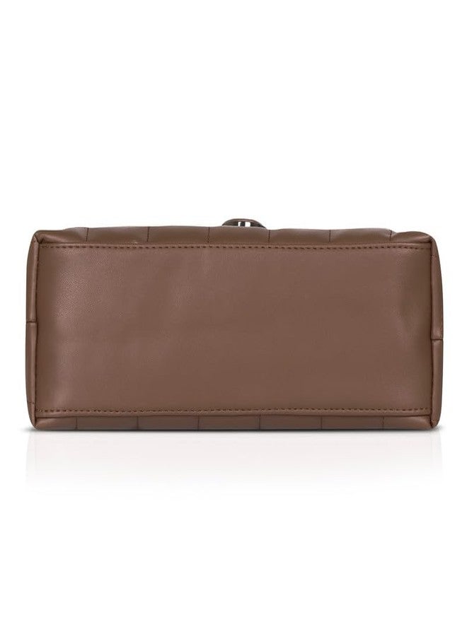 كاتشي حقيبة يد نسائية جذابة من الجلد الصناعي البني مع إغلاق مغناطيسي - Image 4